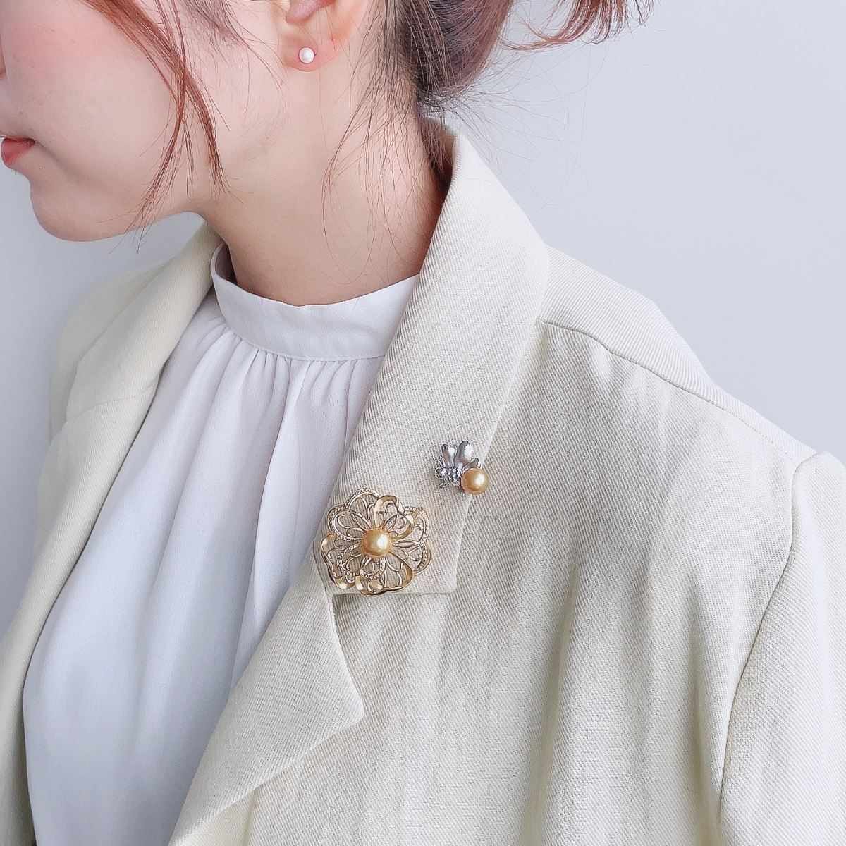 le Soleil 南洋真珠フラワーブローチ