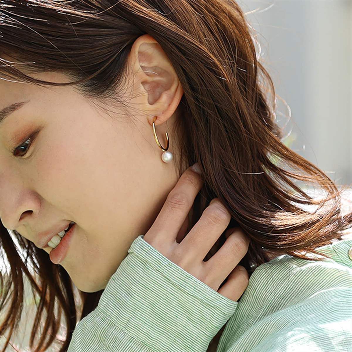 あこや真珠 フープピアス